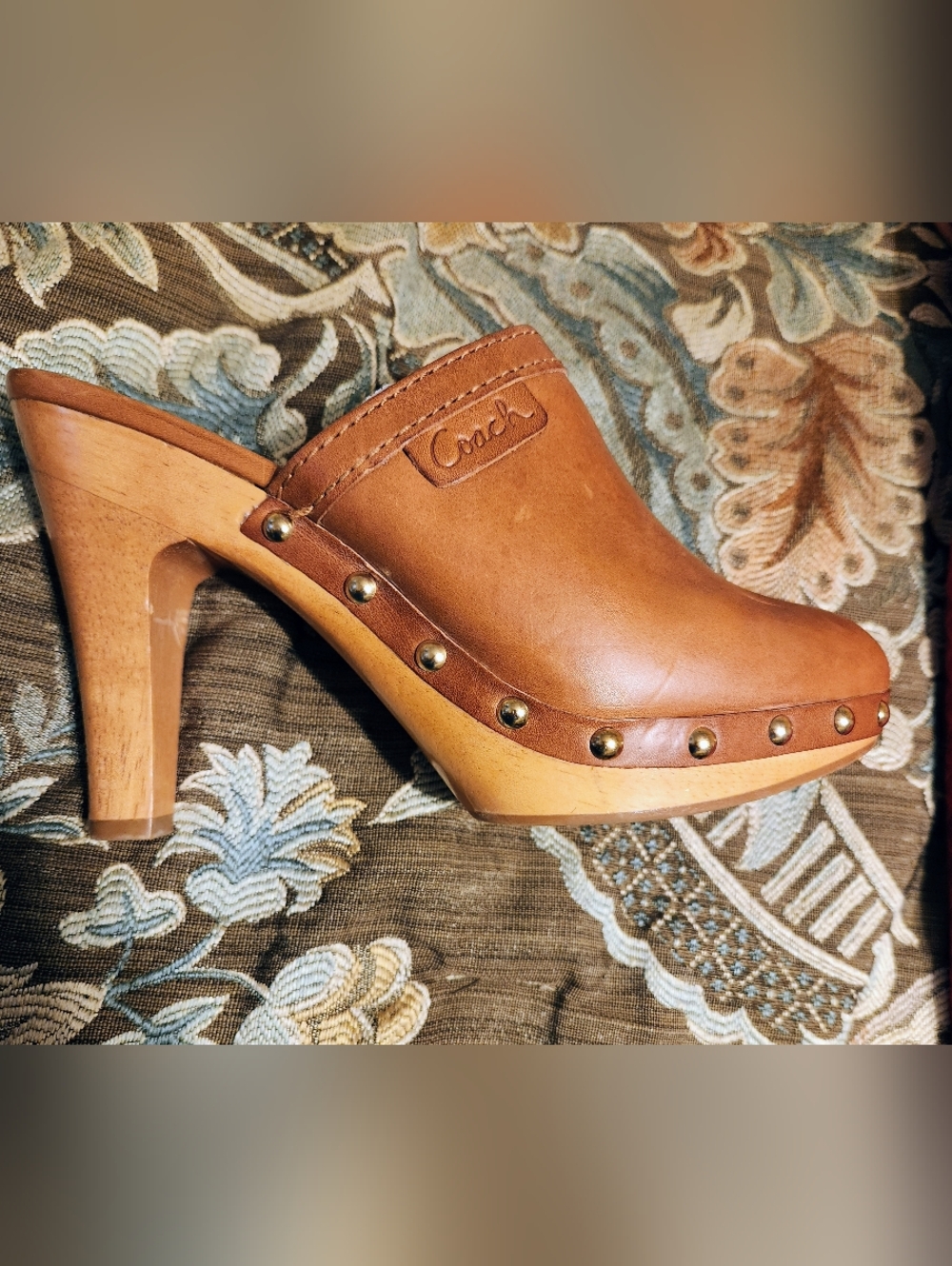 Leather Studded Coach Clogs W/Box Size 9 - Picture 12 of 12